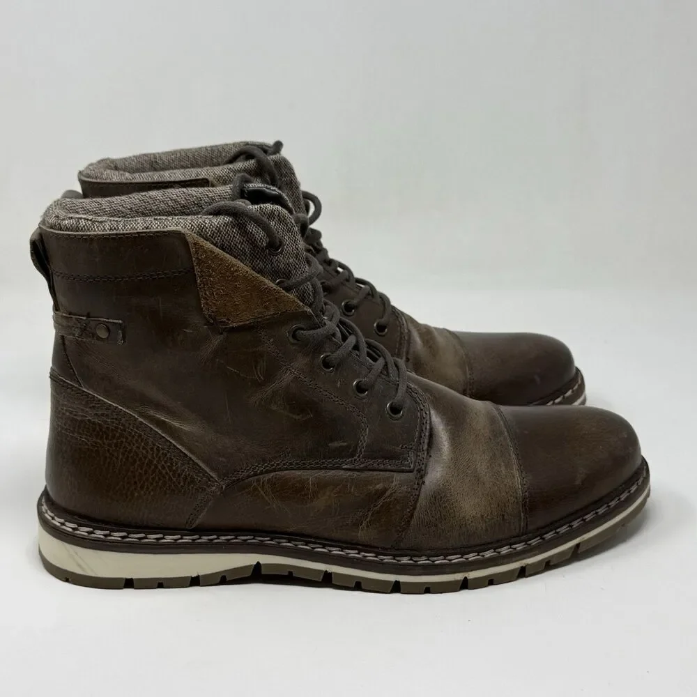 Outpost Makers Ramsey Chukka Boots Mens 10.5 Brown Leather Tweed Cap Toe